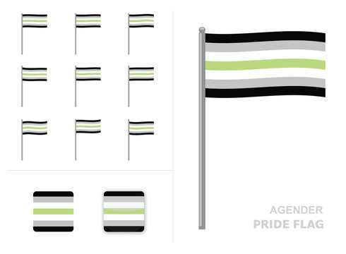 Agender Pride Flag Waving Animation App Icon Vector
