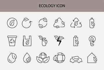 ECOLOGY ICONS SET. NATURE ICON COLLECTION.