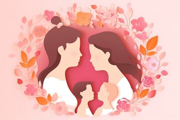 Fototapeta na wymiar Mother and Child Bond. happy mothers day celebration .illustration. line drawing. Generative AI