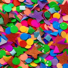 Fototapeta na wymiar 17 Glittery Confetti: A festive and celebratory background featuring glittery confetti in various colors and shapes, perfect for a website related to parties or events2, Generative AI