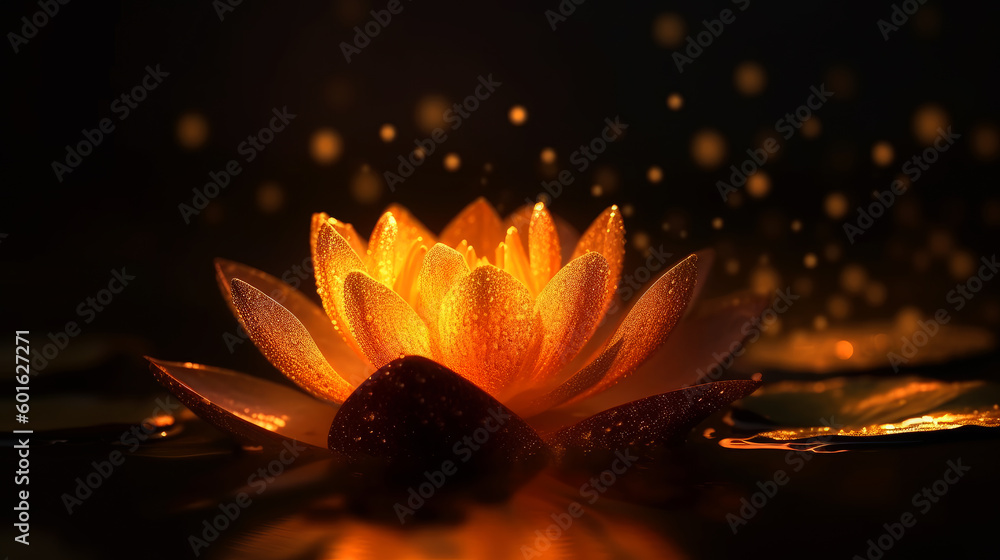Poster beautiful lotus flower on abstract background. generative ai.