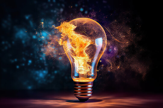 High-Speed Shot of Traditional Electric Bulb Exploding. created with Generative AI