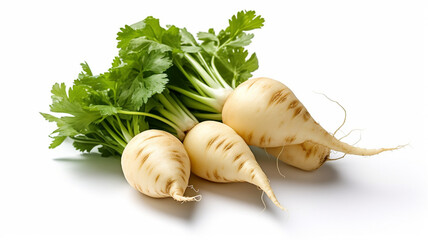 isolated white background photo of Daikon.  generative ai