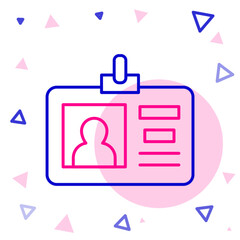 Line Identification badge icon isolated on white background. It can be used for presentation, identity of the company, advertising. Colorful outline concept. Vector