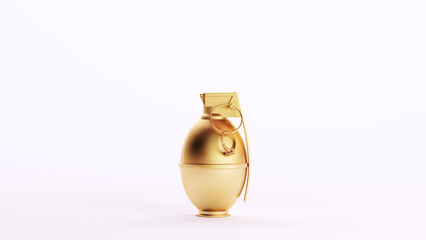 Gold Grenade Retro Weapon Golden Luxury Art Decorative Wealth Elite White Background 3d illustration render digital rendering