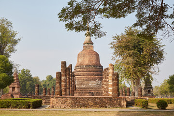 The historic city of Sukhothai, Thailand, regarded as the first capital of Siam