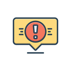 Color illustration icon for warning 