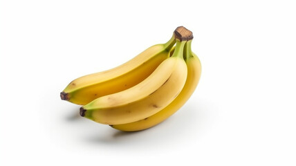 a realistic photo of banana isolated in white. generative ai