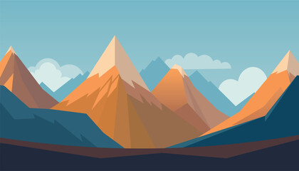Fototapeta na wymiar Flat minimalistic design. Panorama of a mountain landscape. Easy to change colors.