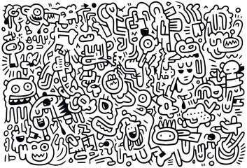 Fototapeta na wymiar hand drawn doodle art,abstract monster doodle art