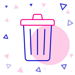 Line Trash can icon isolated on white background. Garbage bin sign. Recycle basket icon. Office trash icon. Colorful outline concept. Vector