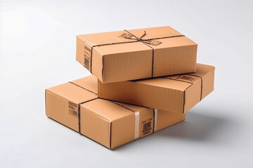 Loading cargo on plane. Airmail shipping packages. Airmail fast shipping. Shipping boxes ready to be delivered. Generative AI