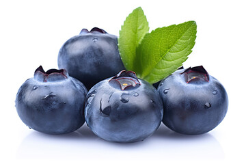 Obraz premium Juicy blueberries bursting with flavor on a white background. created with Generative AI