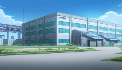 Fototapeta na wymiar industrial production plant facility cartoon style generative AI