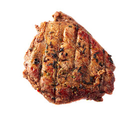 Grilled beef steak isolated on a white background.