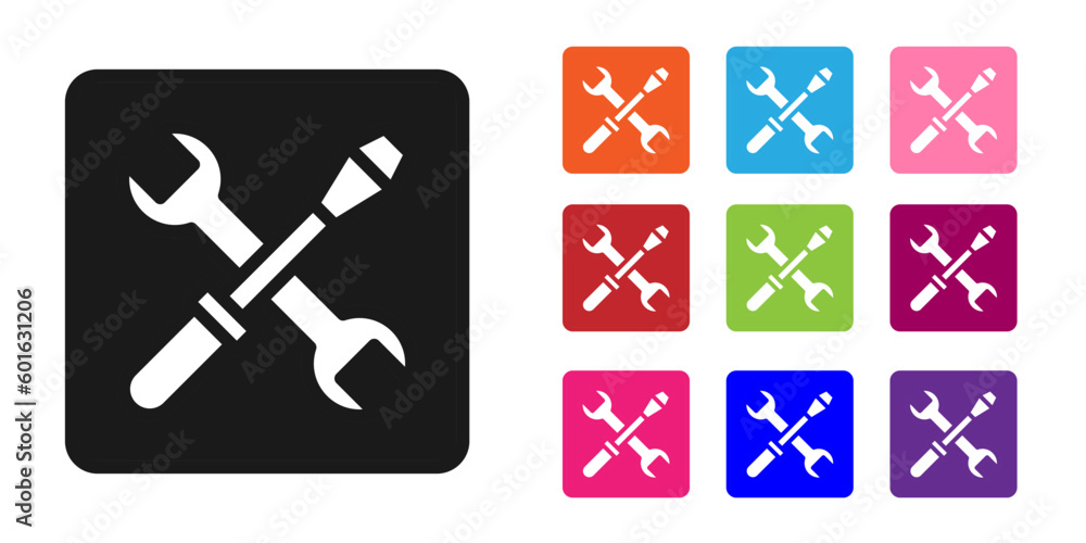 Poster black 3d printer setting icon isolated on white background. 3d printing. set icons colorful. vector