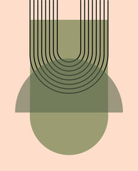 Mid Century Modern Art Print, Neutral Geometric Wall Art, Rainbow Digital download, Abstract Gallery Terracotta Art
