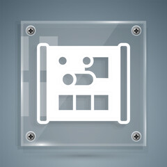 White Graphing paper for engineering icon isolated on grey background. Square glass panels. Vector