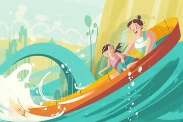 Mother and Child Bond. happy mothers day celebration .illustration. line drawing. Generative AI