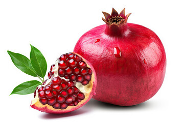Juicy Pomegranate on isolate White Background. created with Generative AI