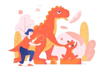 Obraz premium Mother and Child Bond. happy mothers day celebration .illustration. line drawing. Generative AI