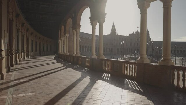 The Plaza de Espa&ntilde;a Spain Square in The Morning Seville, Spain