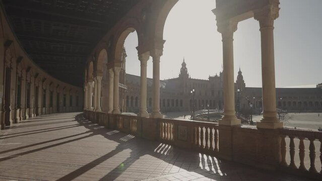 The Plaza de Espa&ntilde;a Spain Square in The Morning Seville, Spain