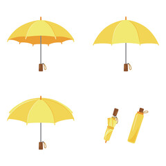Fototapeta na wymiar 黄色い折り畳み傘　セット