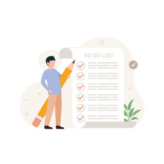 Business people or employee with self management skill. Task lists soft skills concept vector illustration