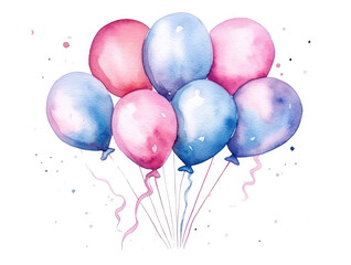 watercolor balloons isolated on white background