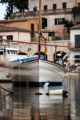 Boat in Port de Cala Figuera, Mallorca, Spain. Fishing village in Balearic islands