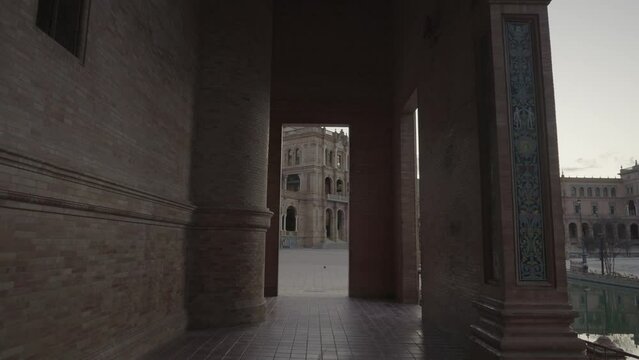The Plaza de Espa&ntilde;a Spain Square in The Morning Seville, Spain