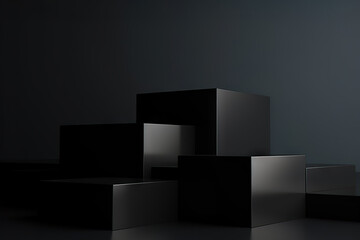 Dark Geometric Background for Commercial Advertising: 3D Rendering. created with Generative AI