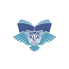 illustration of owl with book, education symbol, vector art.