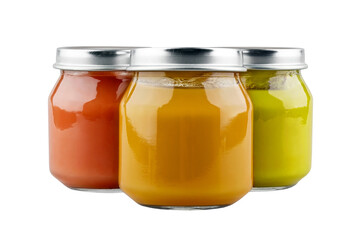 Baby food puree isolated on transparent background. PNG format	
