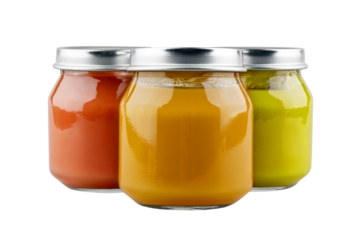 Baby food puree isolated on transparent background. PNG format