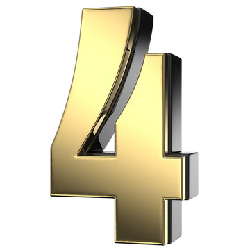 Black And Gold Of Number 4 3D Render