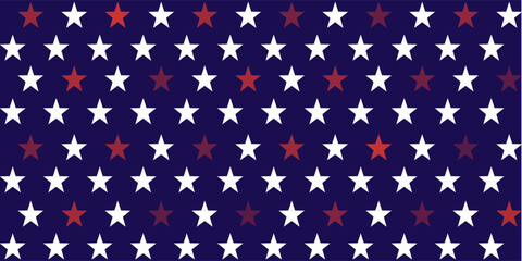 Stars and Stripes Seamless Pattern, USA Flag Vector Illustration. Red, Blue, White Stars and Lines Background for Celebration Holiday, 4th of July, American President Day, memorial day