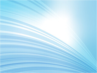 爽やかなウェーブ模様が空に架かるイメージのアブストラクト背景_ライトブルー