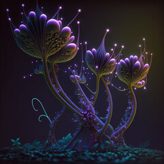 Futuristic alien flowers, science fiction flowers made with Generative Ai technology