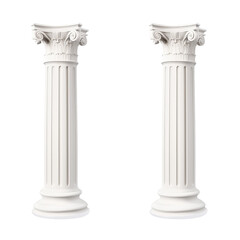 Obraz premium Architectural white column Ionic order isolated on transparent png background. Generative ai