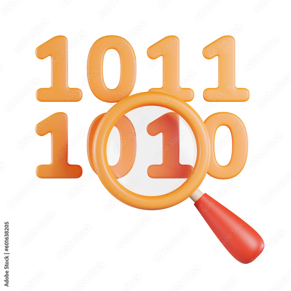 Wall mural binary code search 3d icon