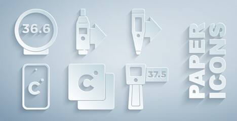 Set Celsius, Digital thermometer, and Medical icon. Vector