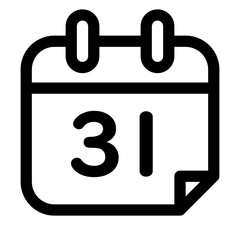 月、31を表すラインスタイルのアイコン