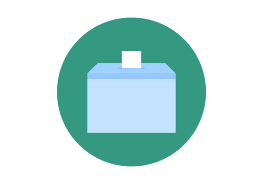 Icono de una urna electoral con papeleta en representaci&oacute;n de las elecciones electorales o votaciones