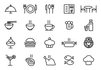 Food and drinks icon.burger with drink icon. Restaurant line icons set. Vector illustration.