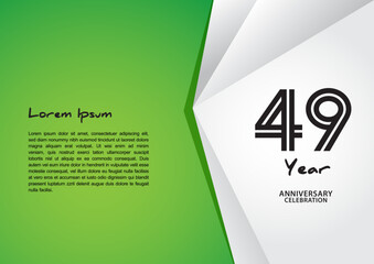 49 year anniversary celebration logotype on green background for poster, banner, leaflet, flyer, brochure, web, invitations or greeting card, 49 number design, 49th Birthday invitation, anniversary  