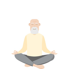 The Elderly People Old Man Yoga Pose Meditation Relaxed Body

