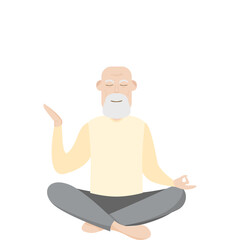 The Elderly People Old Man Yoga Pose Meditation Relaxed Body
