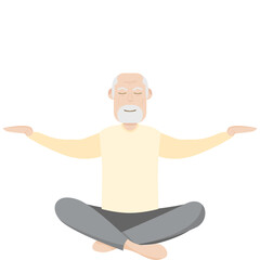 The Elderly People Old Man Yoga Pose Meditation Relaxed Body
